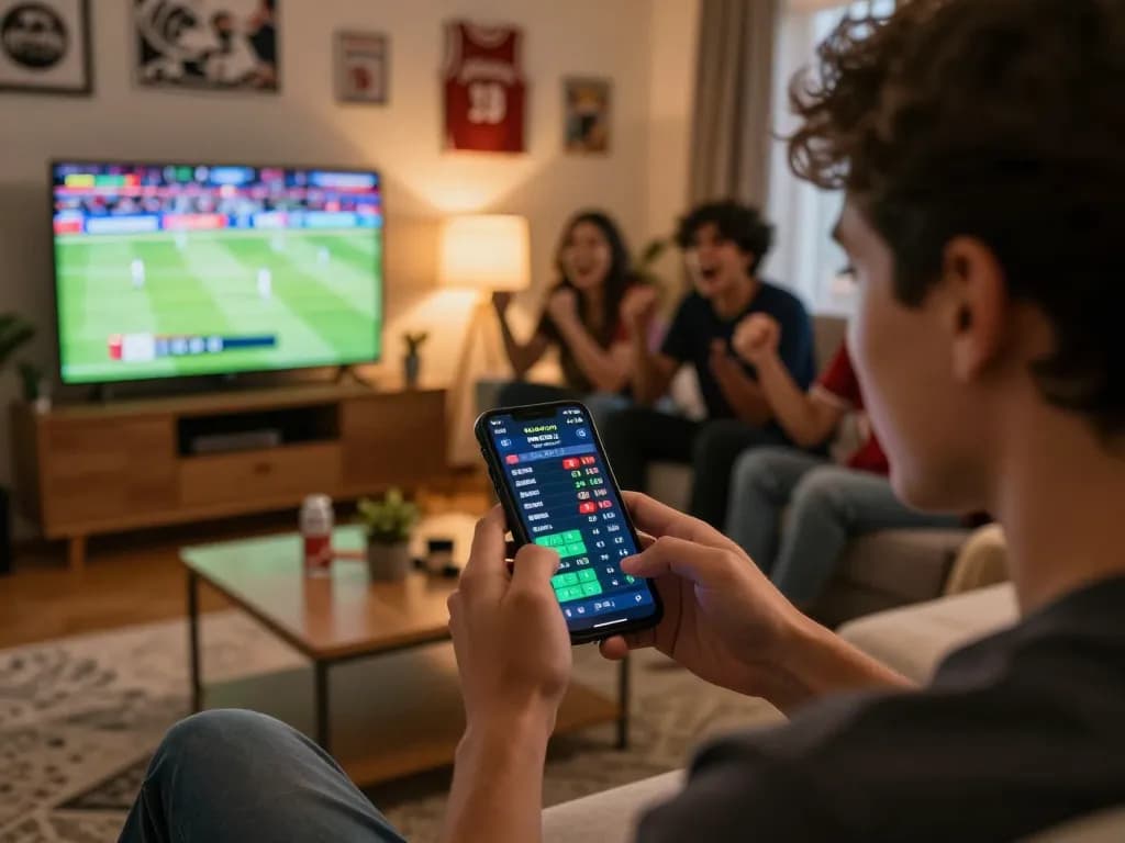 Engaging with live betting on 99win in a lively home sports setting with friends