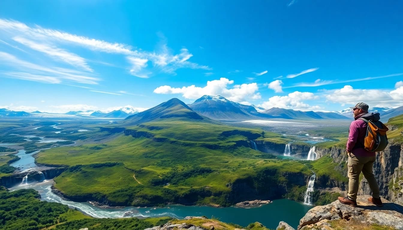 Erlebe die faszinierende Natur während einer Reise nach Island mit atemberaubenden Wasserfällen und Gletschern im Sommer.