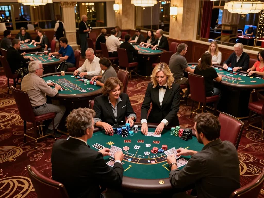 Engaging gameplay at an upscale casino showcasing an mm88 link blackjack table in action.