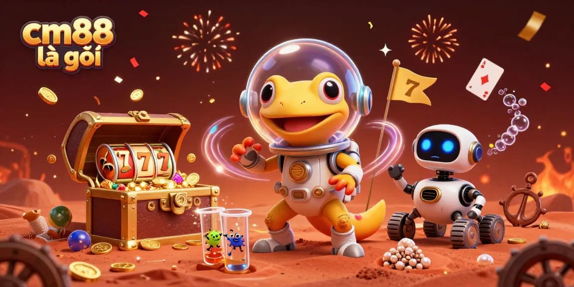 cm88 là gì reveals a fantastic Martian casino with vibrant games and golden treasures.