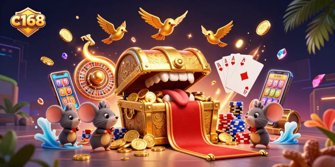 Engage in thrilling gameplay at c168 with stunning 3D visuals of casino treasures.