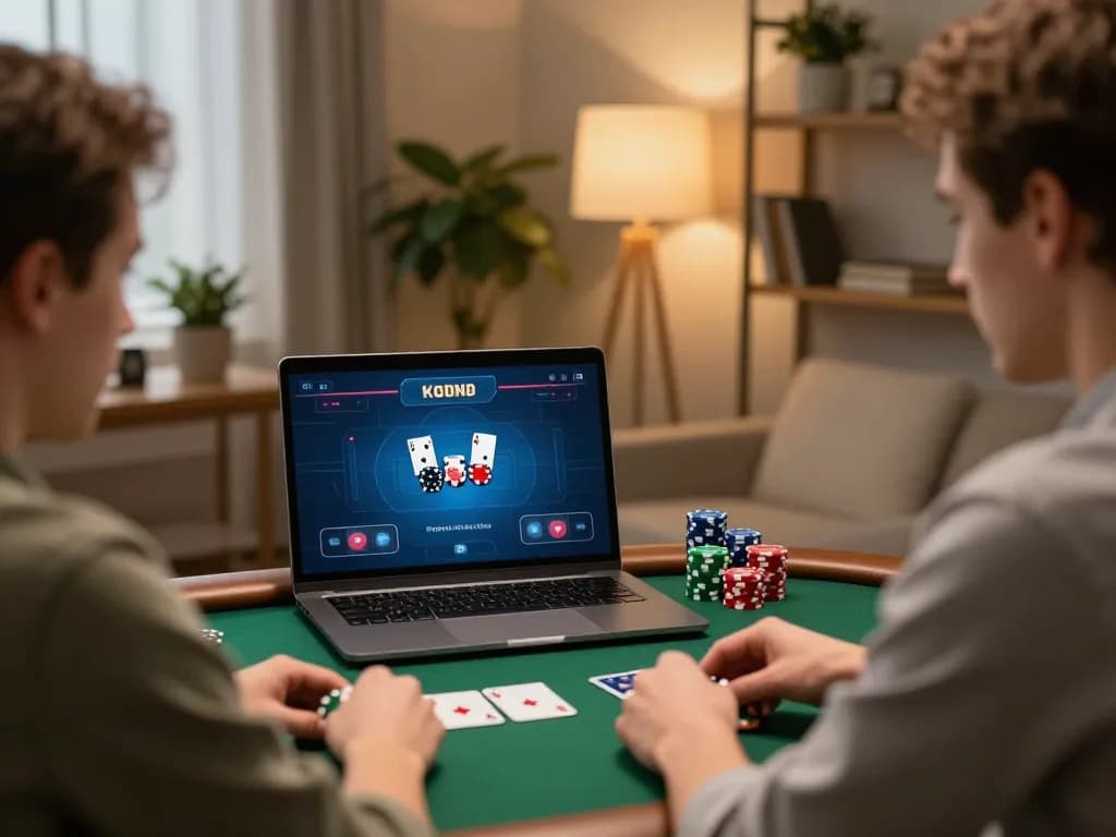 Engaging in strategy-rich poker gameplay on fun79 online casino platform from a comfortable home setup.