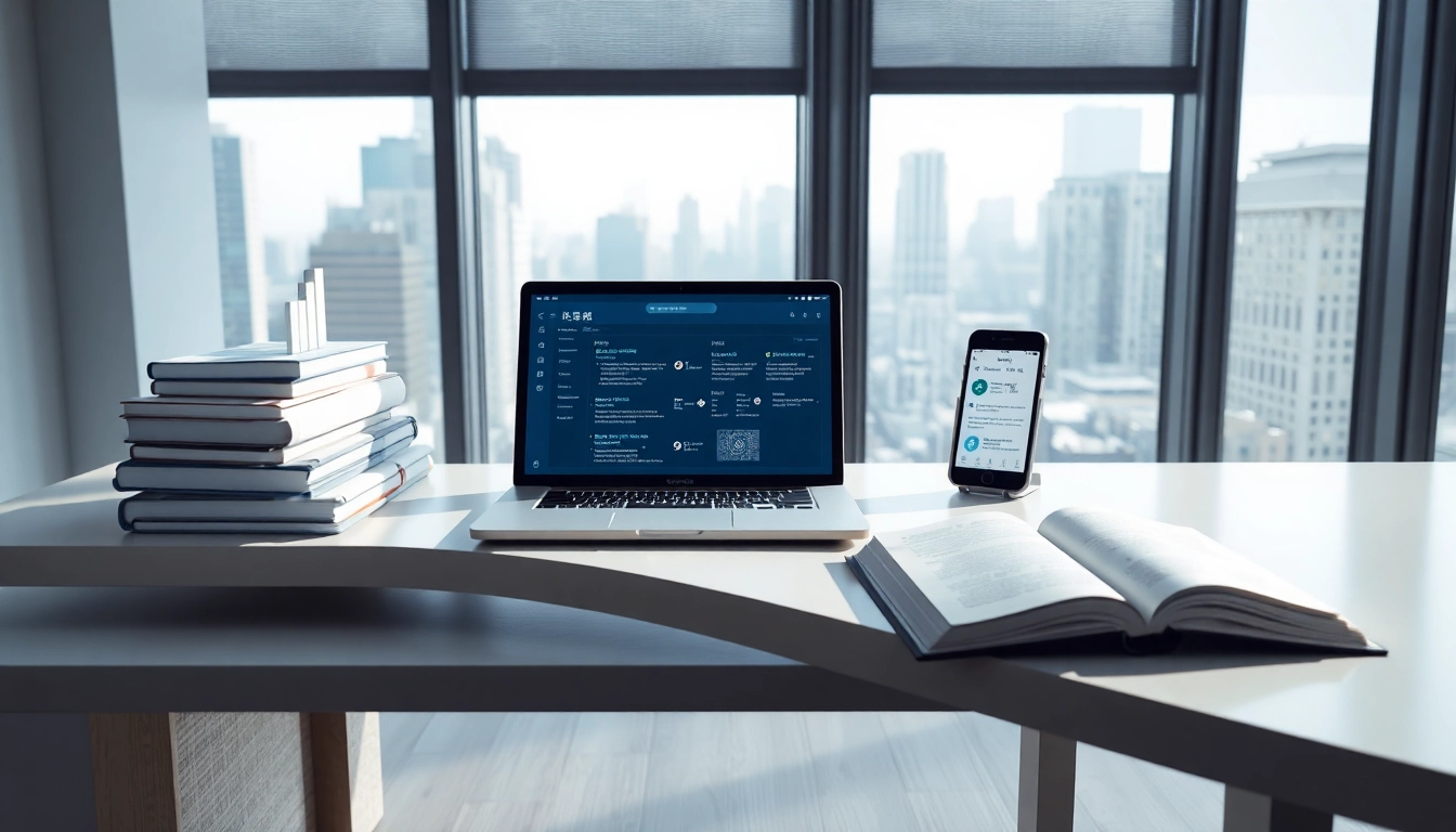Modern study area featuring 有道 software on a sleek desk, promoting innovative learning.