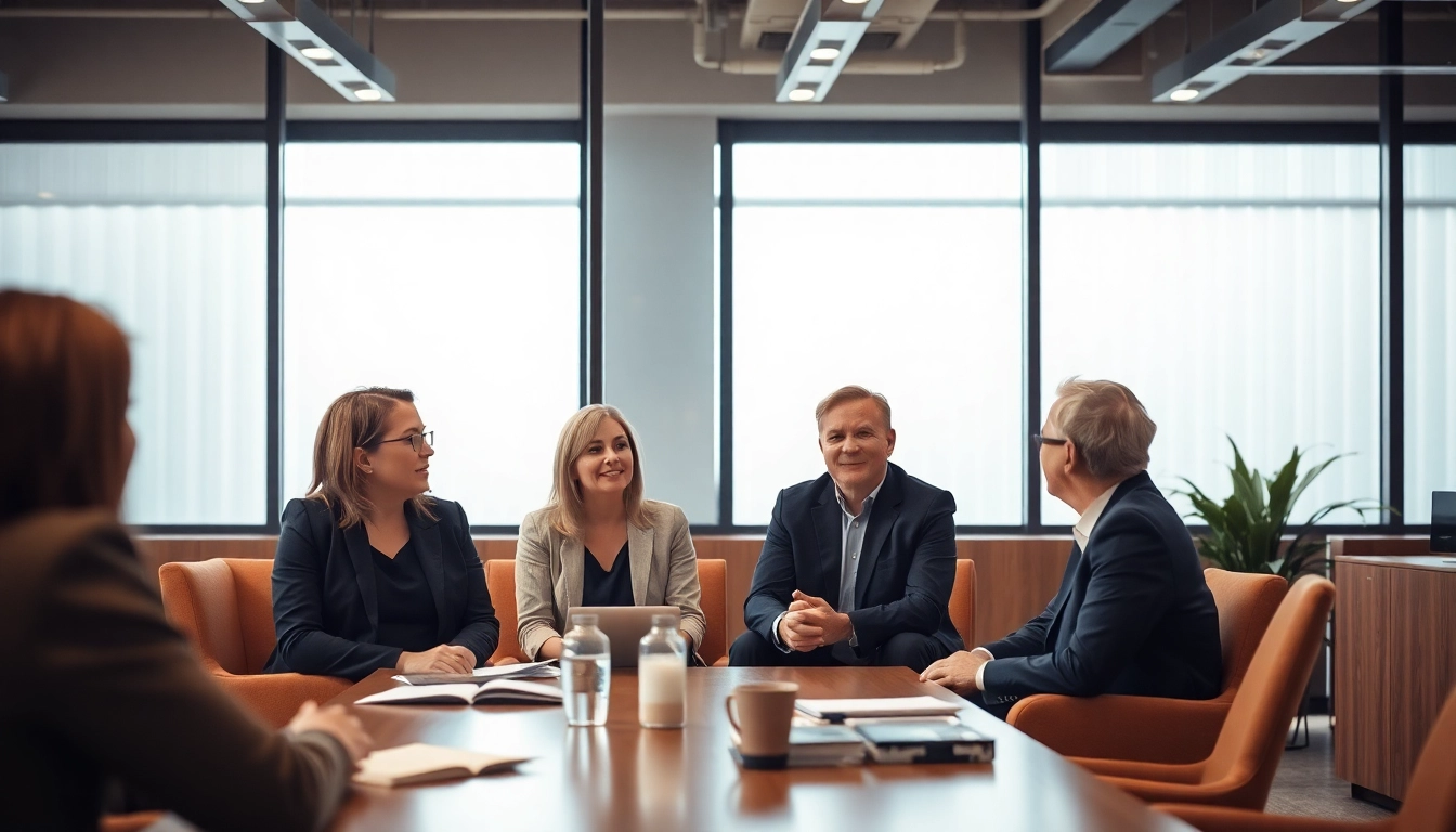 Discussing Outplacement Beratung Kosten with professionals in a modern office setting.