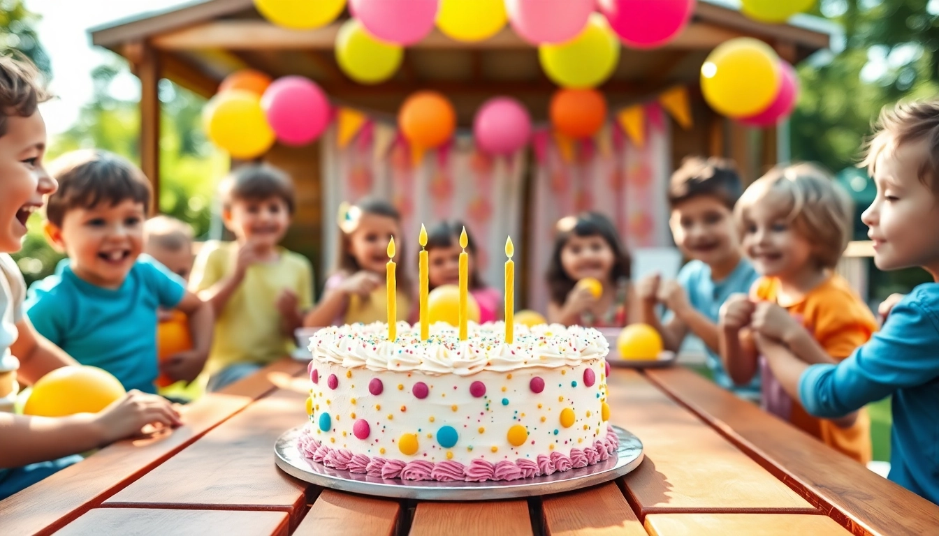 Kindergeburtstag 4 Jahre: Kinder feiern und spielen an einem bunten Geburtstagsfest.