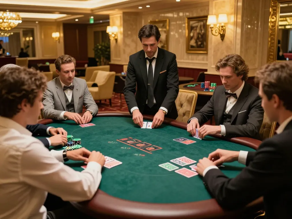 Experience high-stakes poker gameplay at 78winvina in a luxurious casino setting.