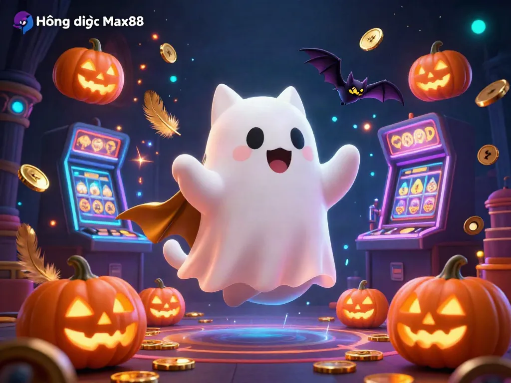 Engage with exciting promotions and strategies in Hướng dẫn Max88 at this vibrant haunted casino scene.