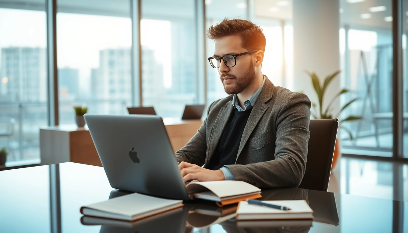 Professioneller Headhunter, der Führungskräfte im Vertrieb aus einem modernen Büro rekrutiert.