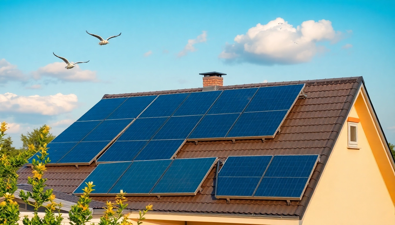 Hochwertige PV Module kaufen für Dach auf einem modernen Hausdach mit sonnigem Himmel.