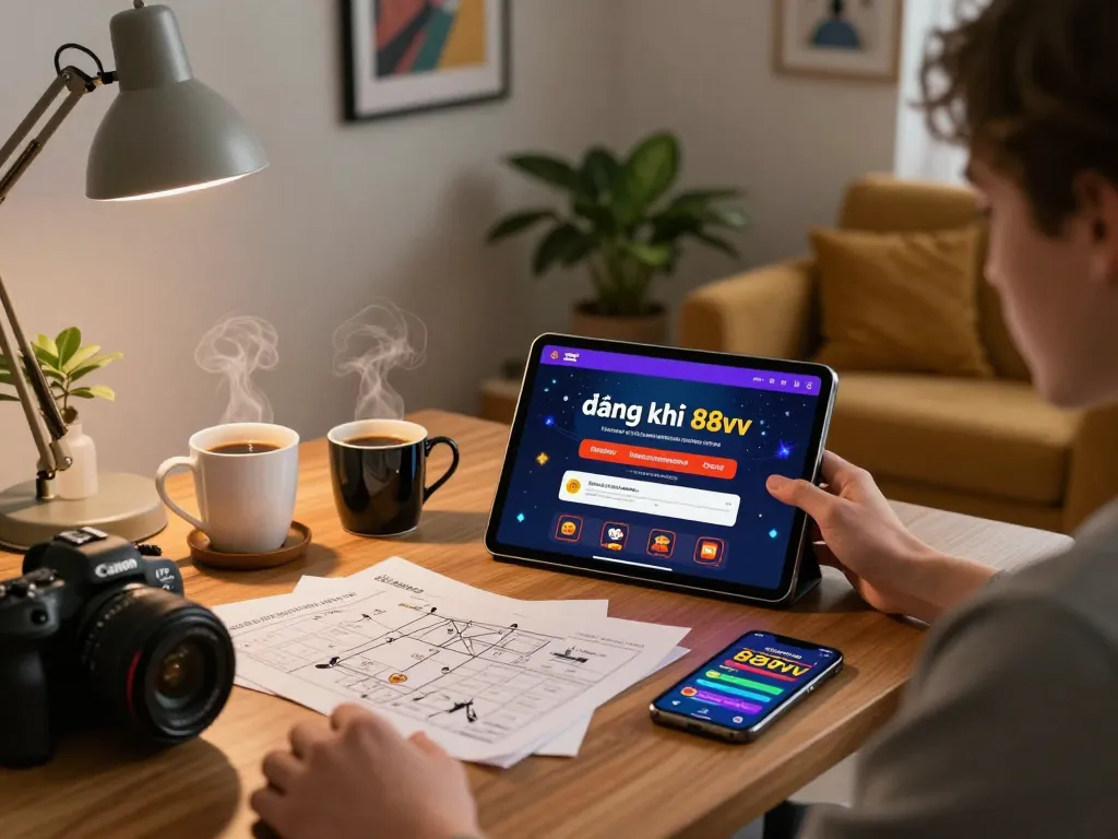 Registering for 88vv on a tablet during online gaming at home, with strategy notes visible.