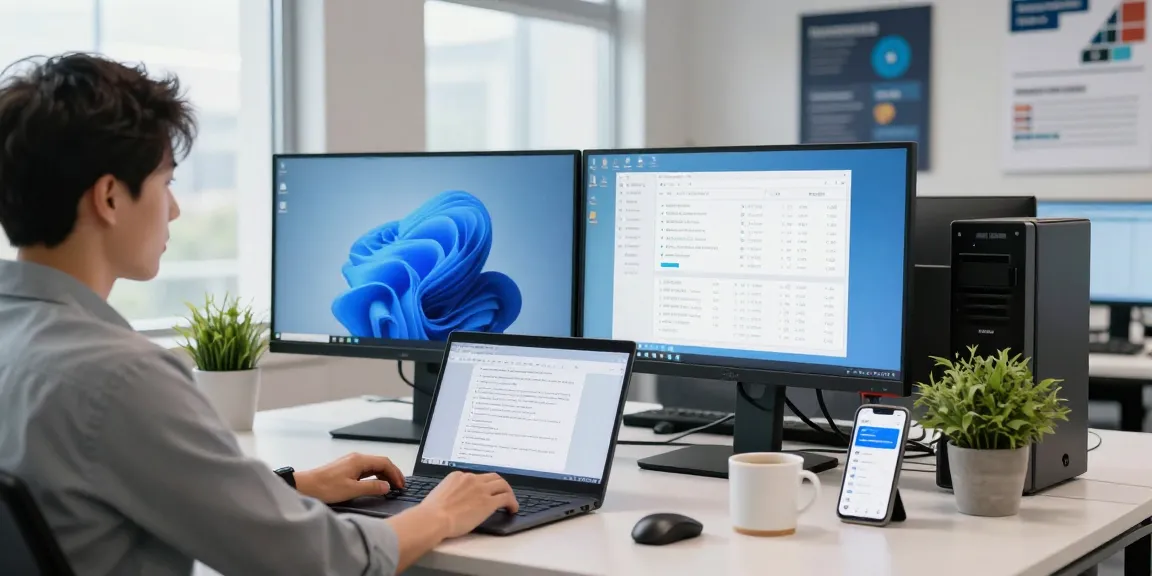 Effiziente Nutzung von Windows Server Zugriffslizenzen für Benutzer in modernem Büro mit Software-Management-Tools.