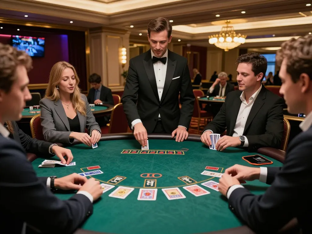 RR88 players engaging in thrilling blackjack game, showcasing strategic gameplay and luxury casino atmosphere.
