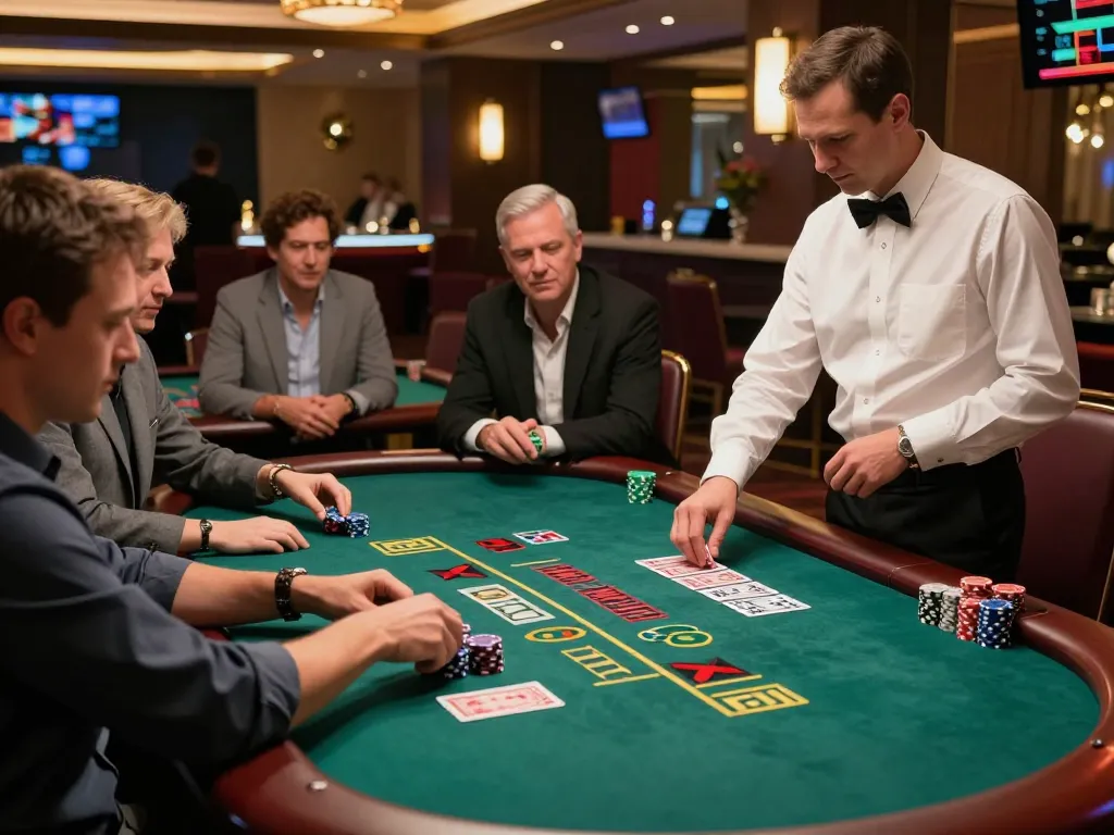 Experience the thrill of da88 blackjack as players engage in exciting gameplay and strategy at a bustling casino table.