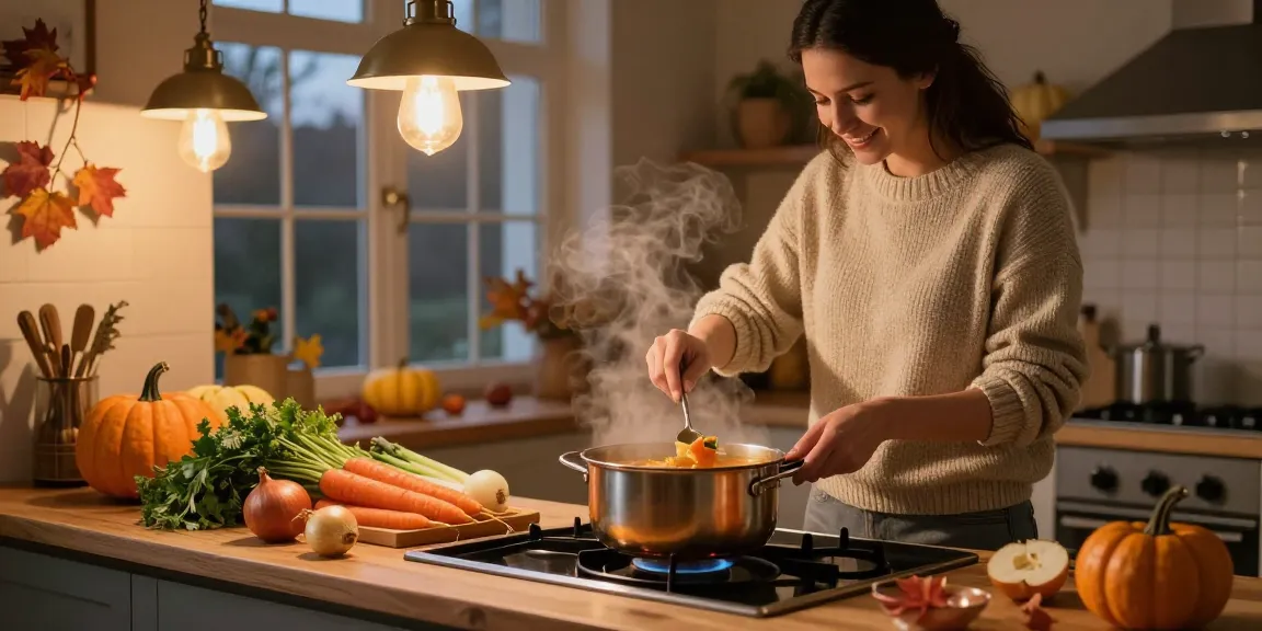 Suppe kaufen leicht gemacht in einer gemütlichen Küche mit frischen Zutaten und warmem Ambiente.