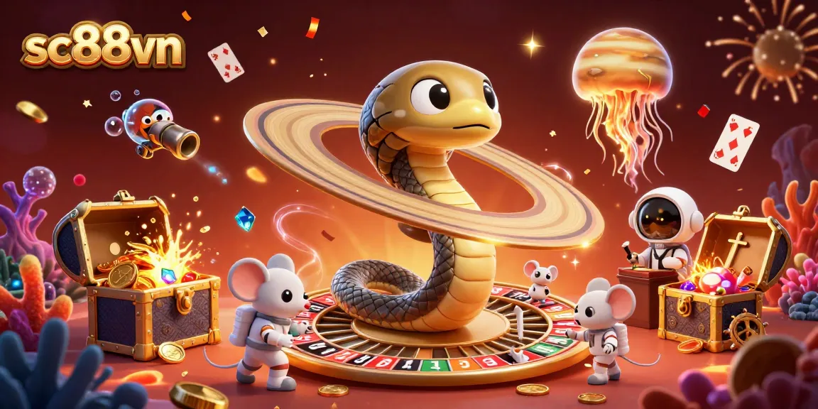 Experience thrilling bets at SC88VN with astronaut mice and colorful cosmic elements.