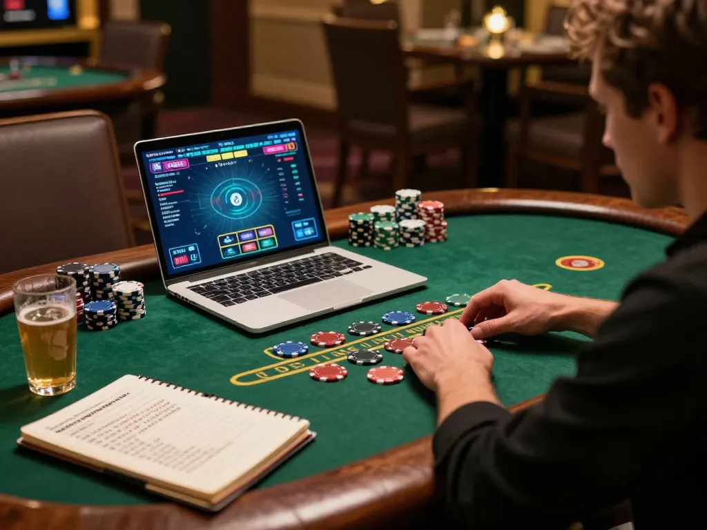 Engaging in live dealer blackjack at trang chủ C168 innovative online gambling setup with strategic notes.