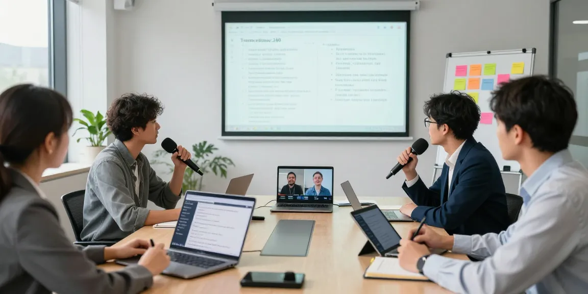 Professionelle Konferenz mit Transync AI, dem besten automatischen Übersetzer, für nahtlose Echtzeitübersetzung.
