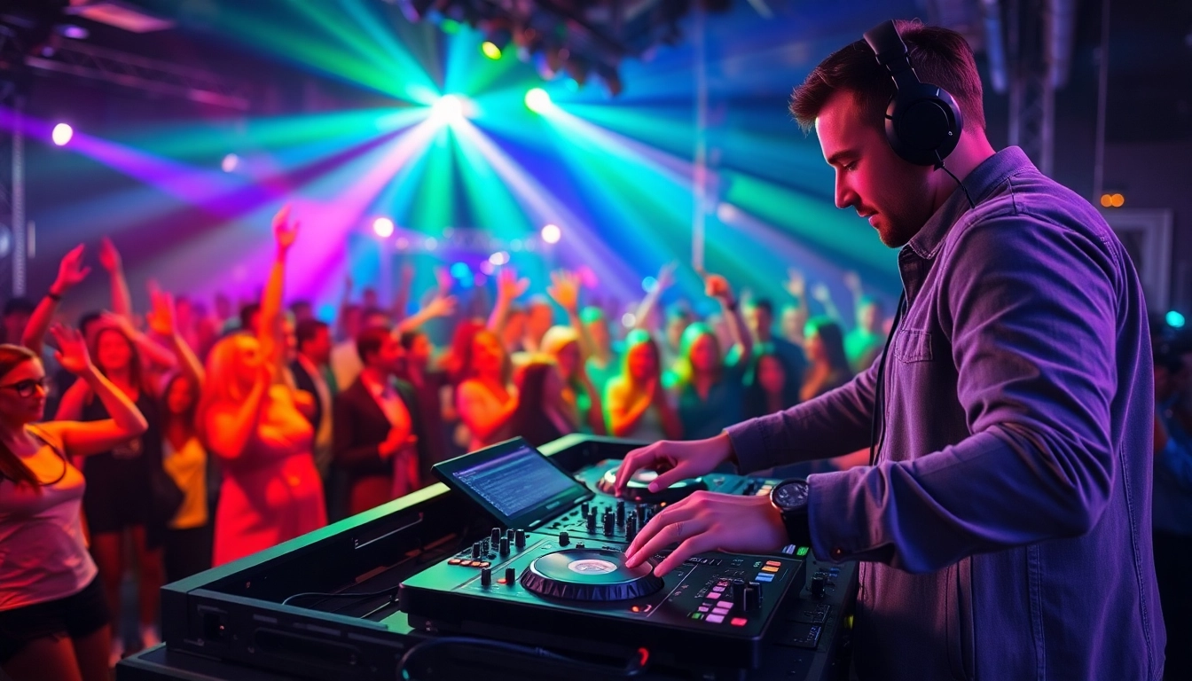 DJ aus München begeistert sein Publikum bei einer lebendigen Veranstaltung.
