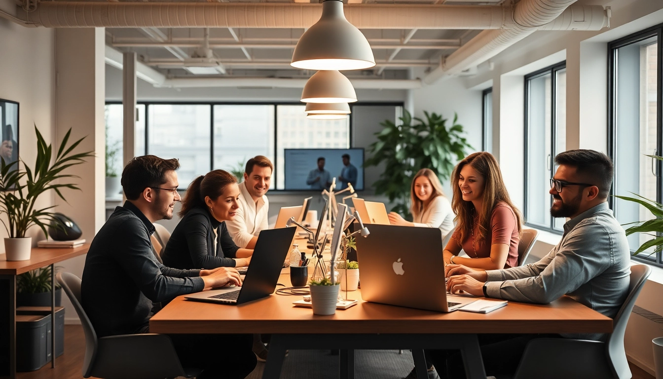 Professionelles Team in einer Linkedin Agentur, das kreative Werbestrategien entwickelt.