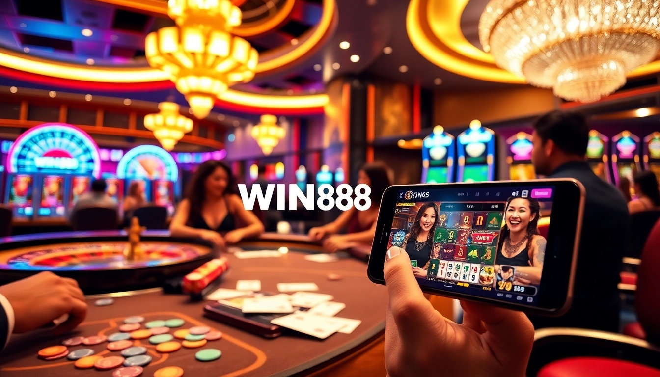 WIN88 players enjoying exciting slot machines and thrilling casino games.