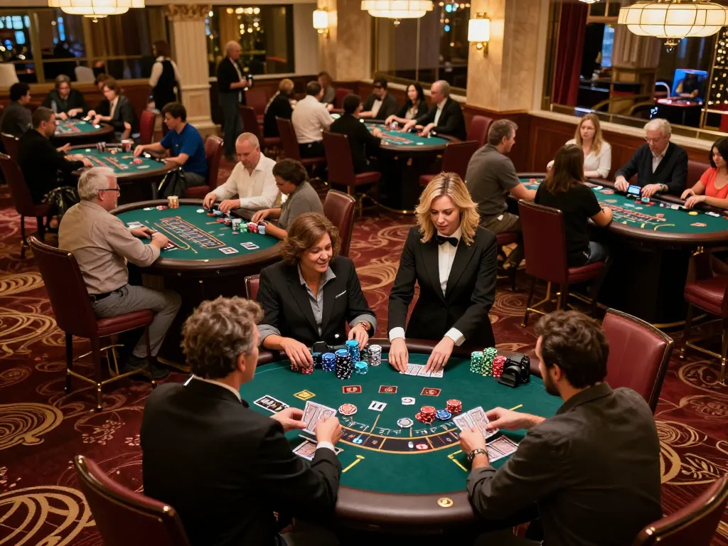 Engaging gameplay at an upscale casino showcasing an mm88 link blackjack table in action.