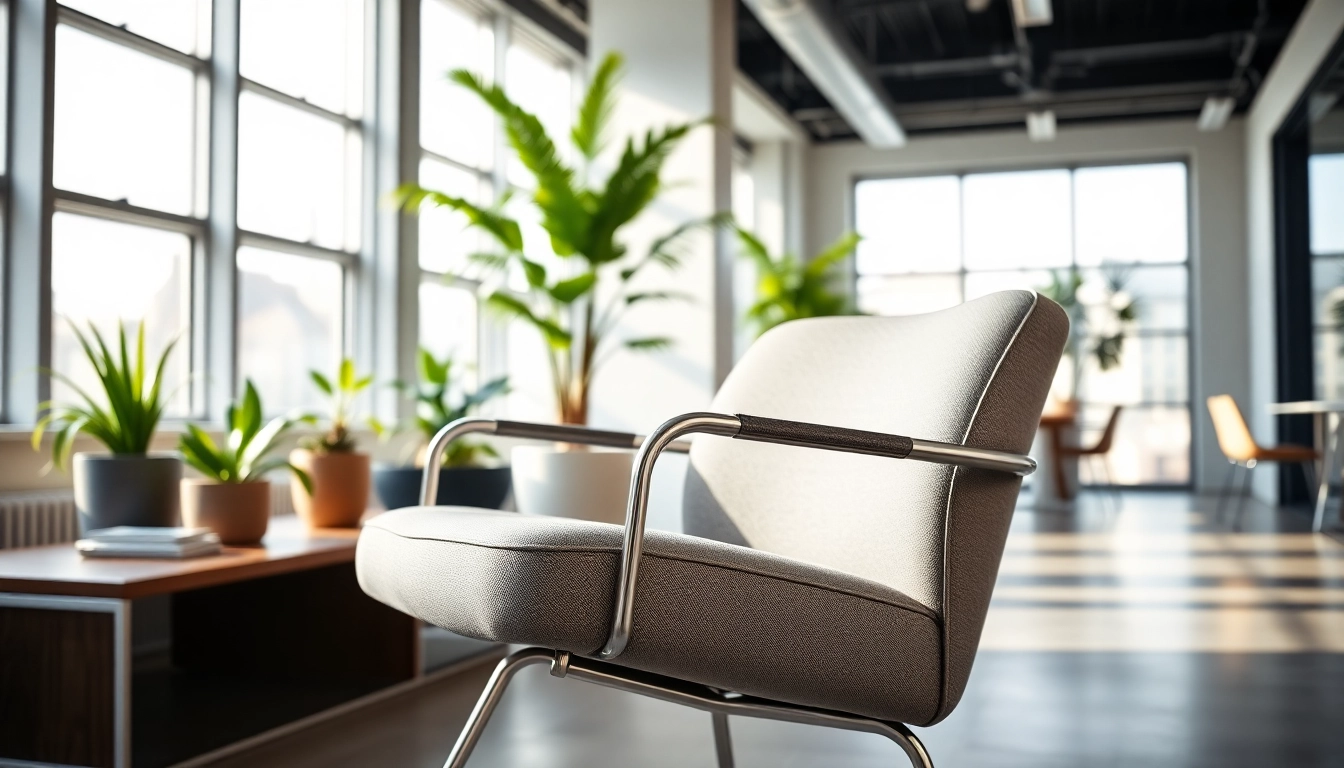 Refurbished Vitra chair in a modern office, showcasing elegant design and inviting atmosphere.