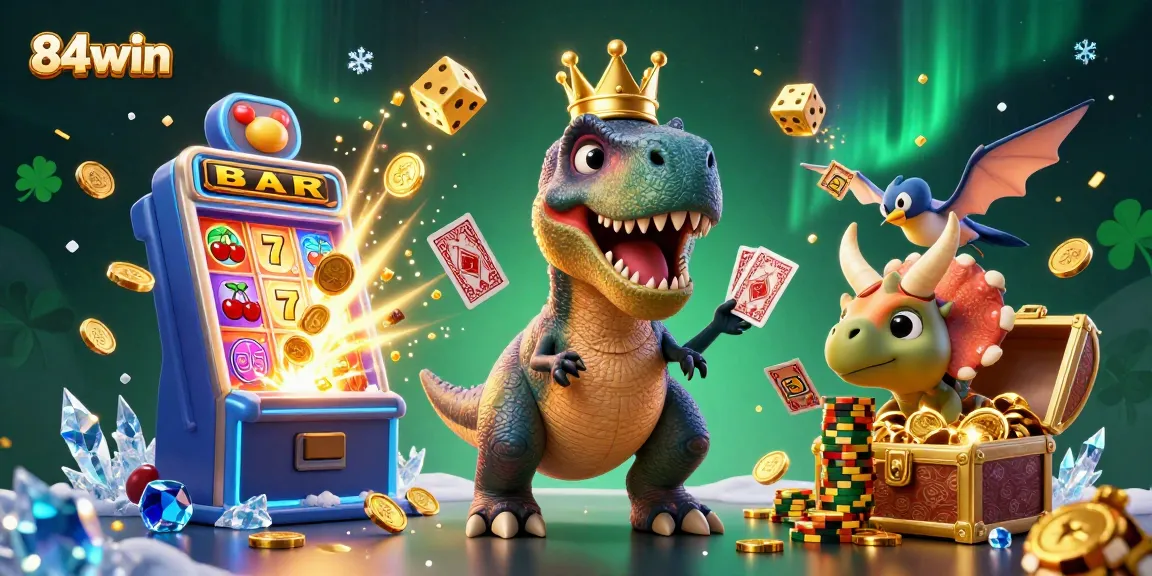 Engage with 84win's dynamic casino experience featuring vibrant characters and thrilling game elements.