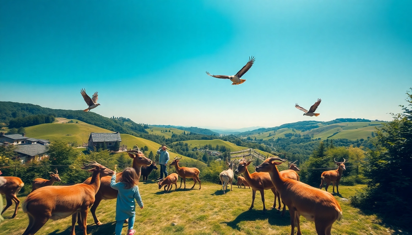Experience the wildlife at schwarze-berge.de with children enjoying animal feeding.