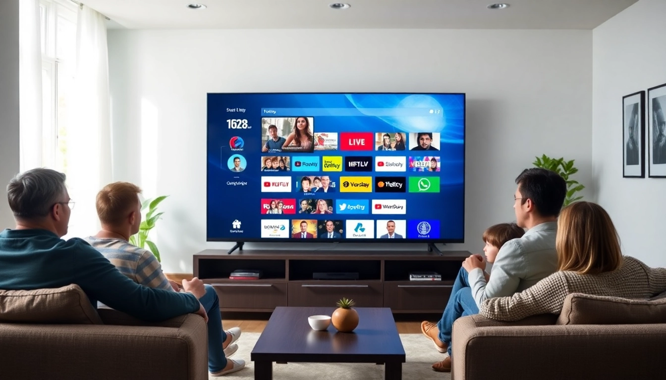 IPTV kaufen in einer modernen Einrichtung und Darstellung eines Fernsehabonnements.