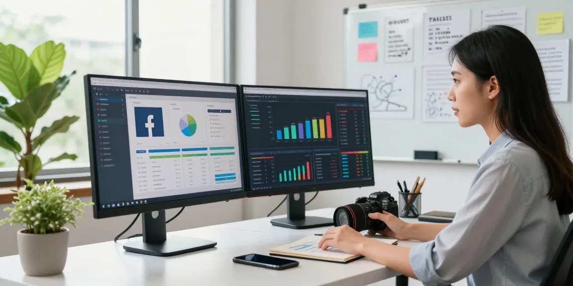 Facebook Likes kaufen – Strategische Marketingarbeit am modernen Schreibtisch mit Social Media Analysen.