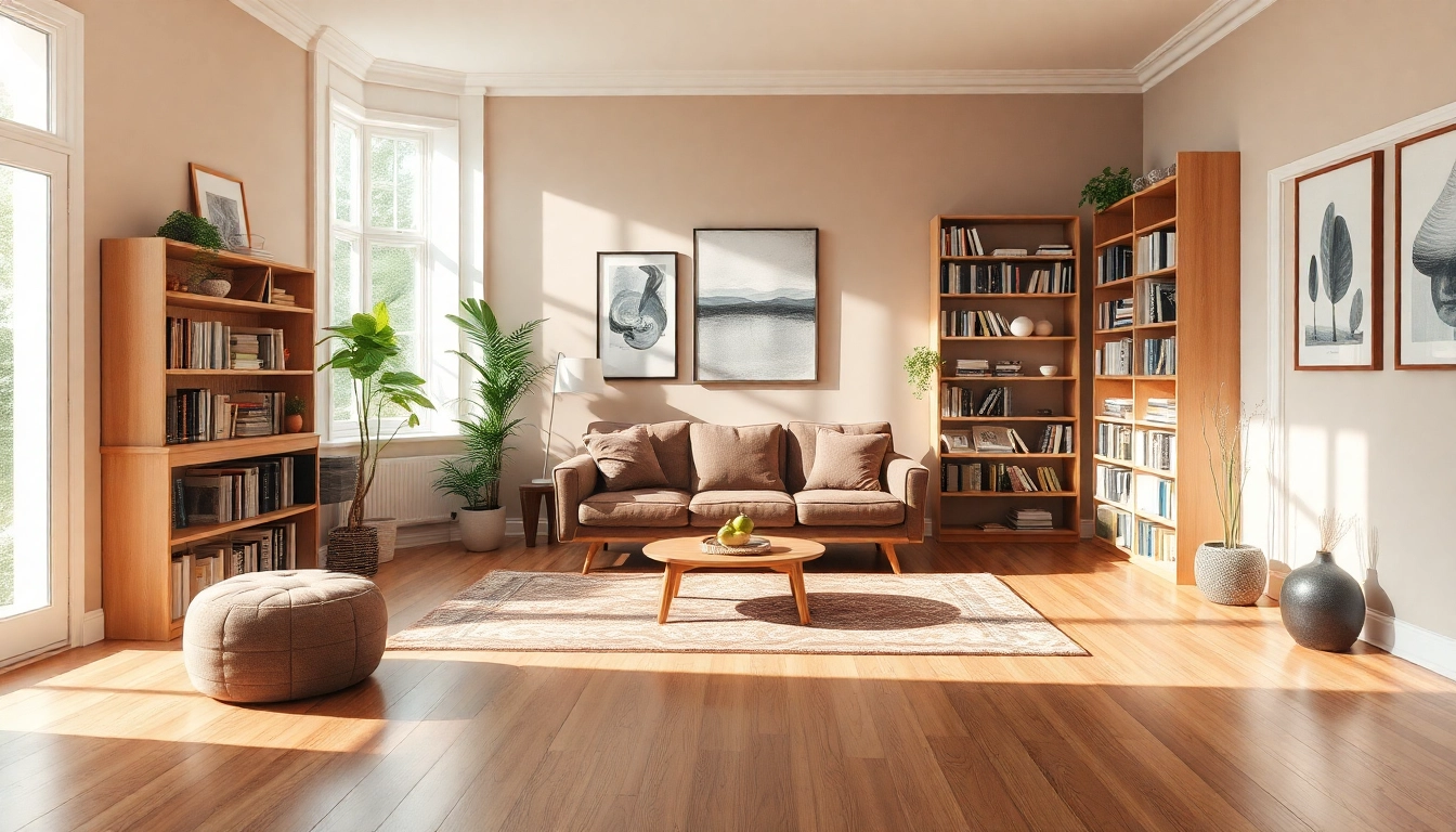 Raumgestaltung eines einladenden Wohnraums mit harmonischen Farben