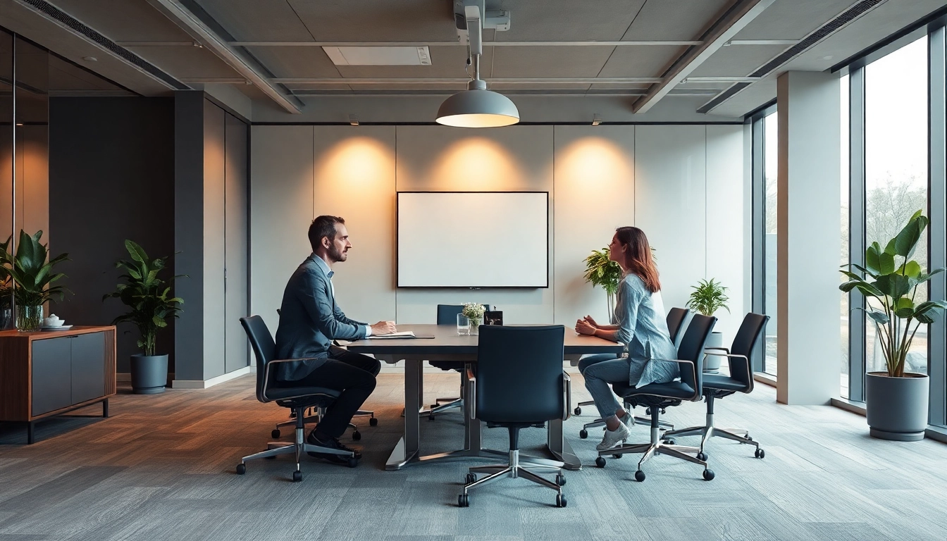 Headhunter Saarbrücken berät Klienten in einem modernen Büro, strahlt Professionalität und Vertrauen aus.