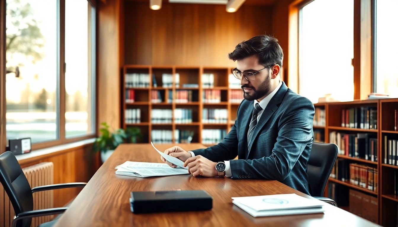 Headhunter Wiesbaden am Schreibtisch analysiert Bewerbungsunterlagen.