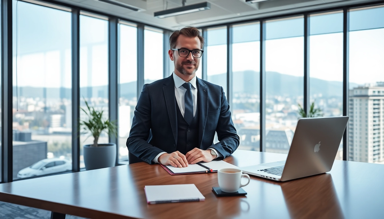 Professioneller Headhunter Schweiz arbeitet in modernem Büro mit Laptop und Notizen.