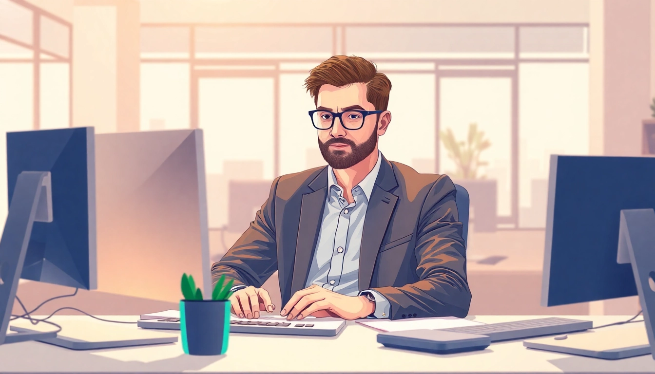 Headhunter IT im modernen Büro, das mit Kandidaten kommuniziert.