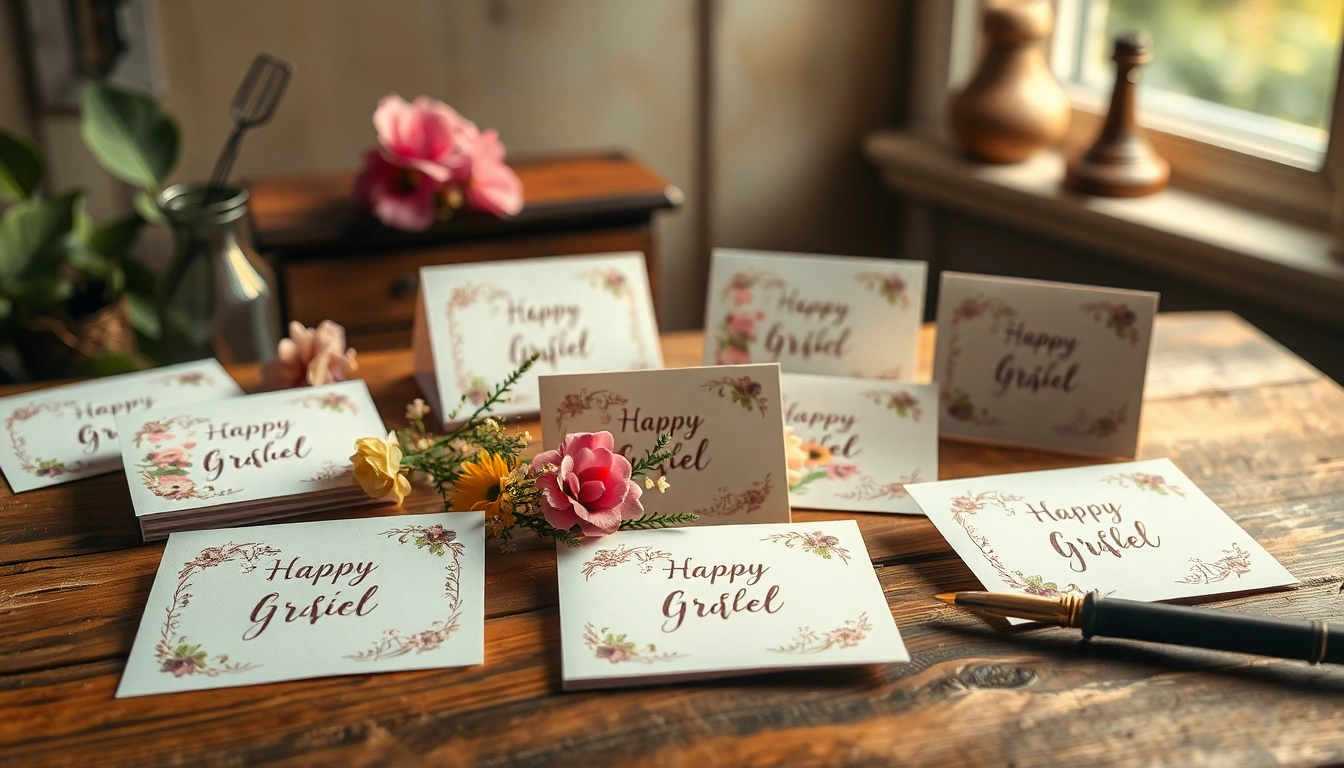 Gestalte schöne Grusskarten, liebevoll arrangiert mit floralen Designs und warmem Licht.