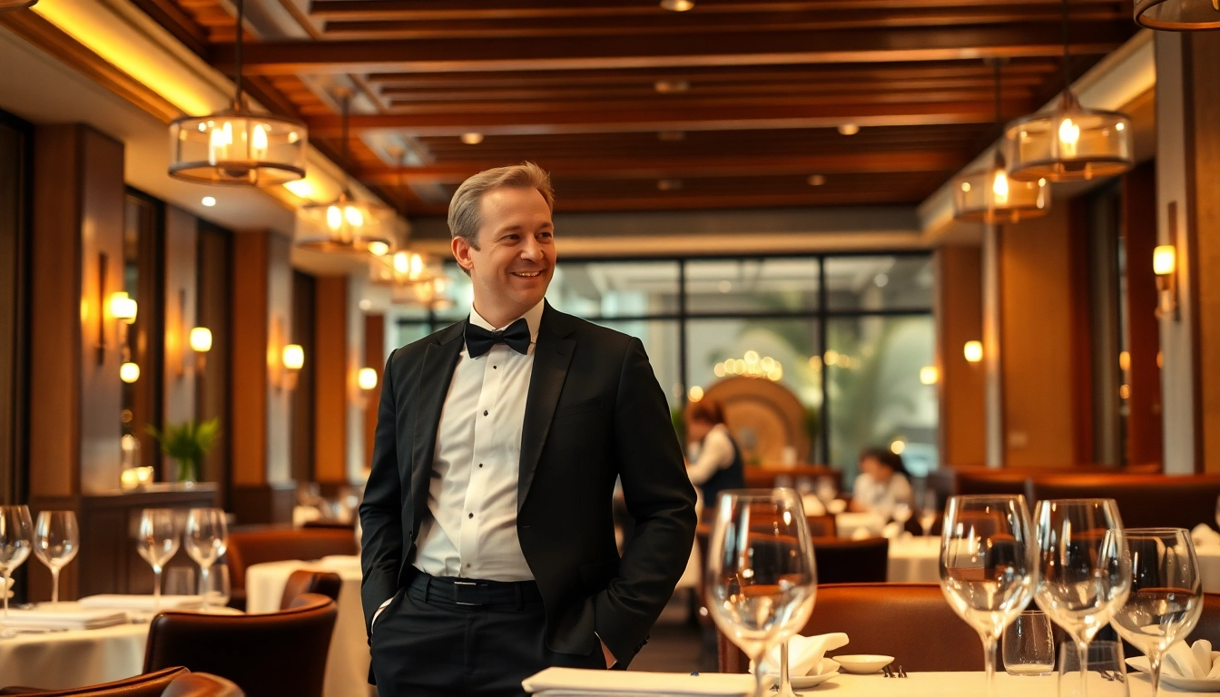 Professioneller Headhunter Gastronomie im Gespräch mit einem Bewerber in einem eleganten Restaurant.