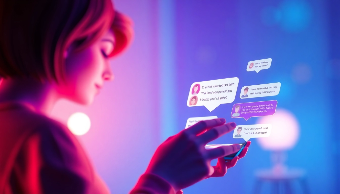 Engaging scene of a user interacting with a futuristic chat interface in a porn AI chat environment.