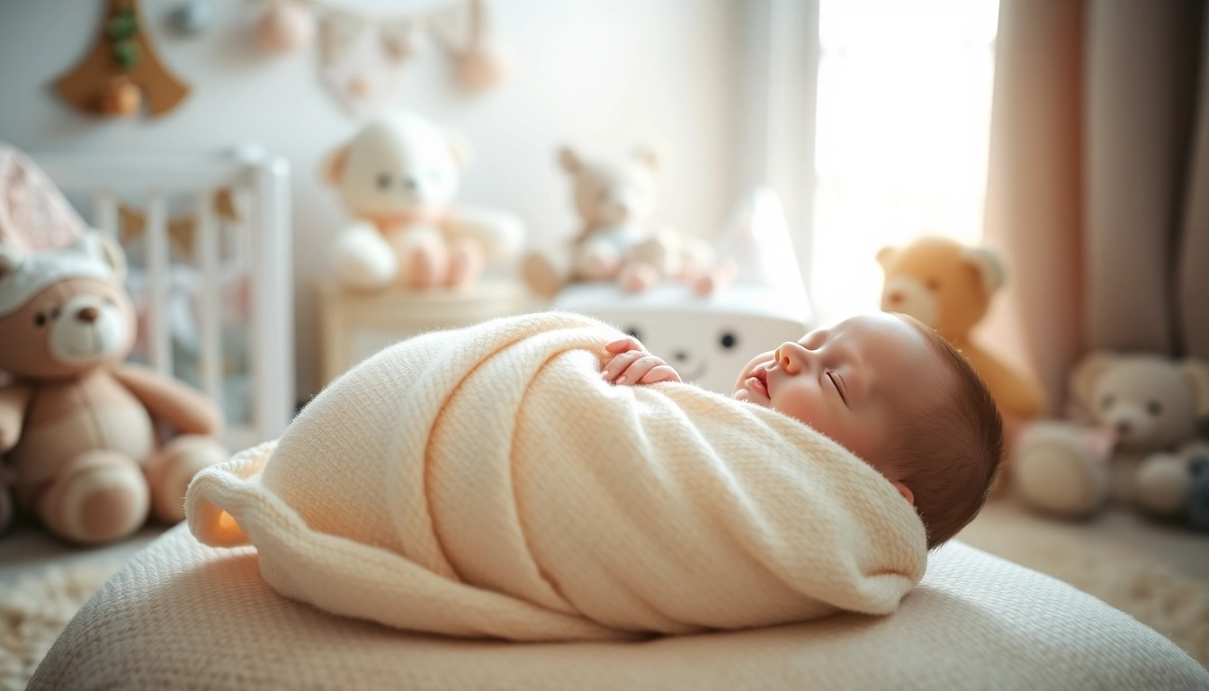Neugeborenen Babyshooting mit einem friedlich schlafenden Baby in einem warmen, einladenden Raum.