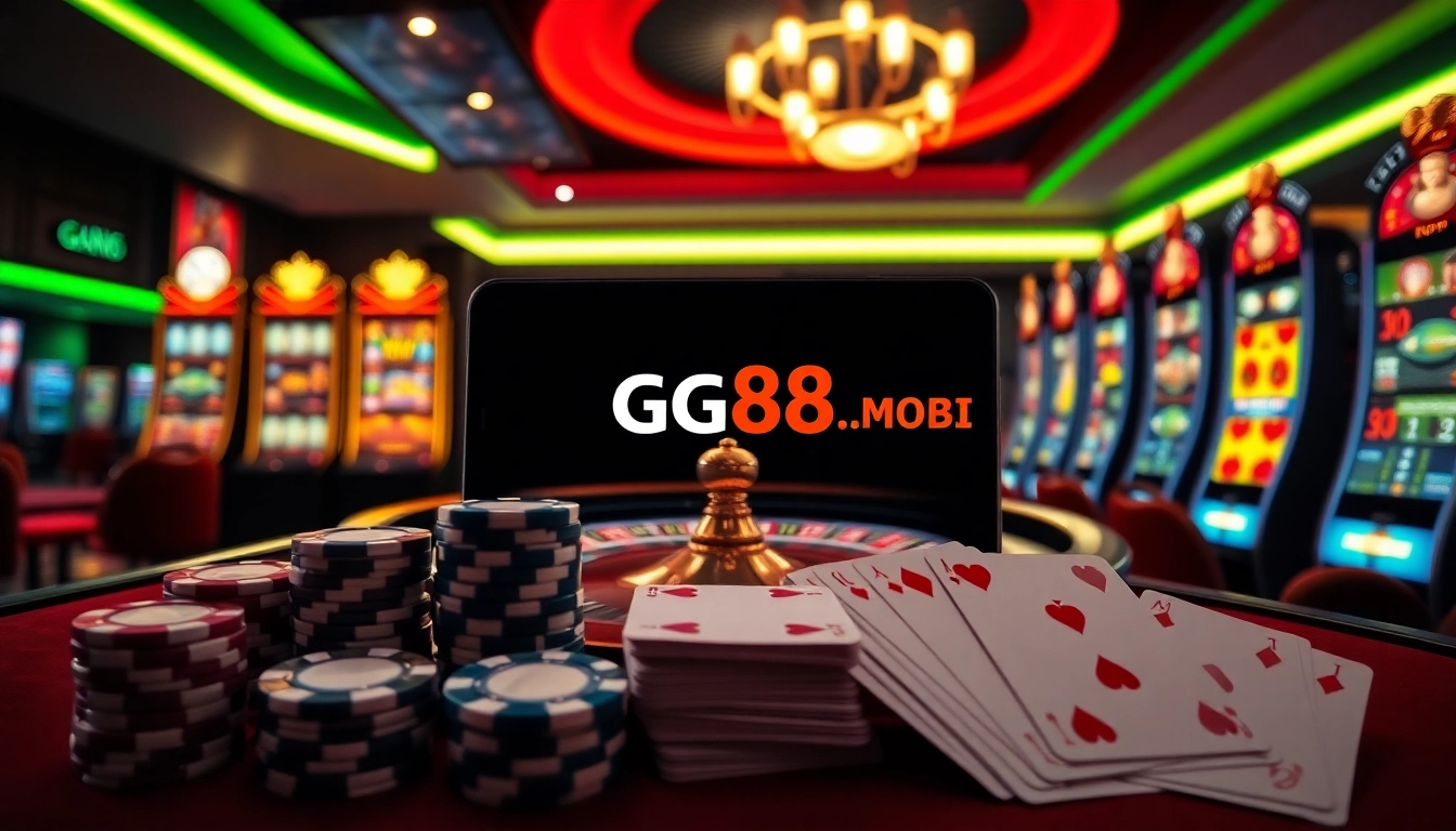 Experience thrilling games at GG88.MOBI with vibrant casino elements and engaging digital interfaces.