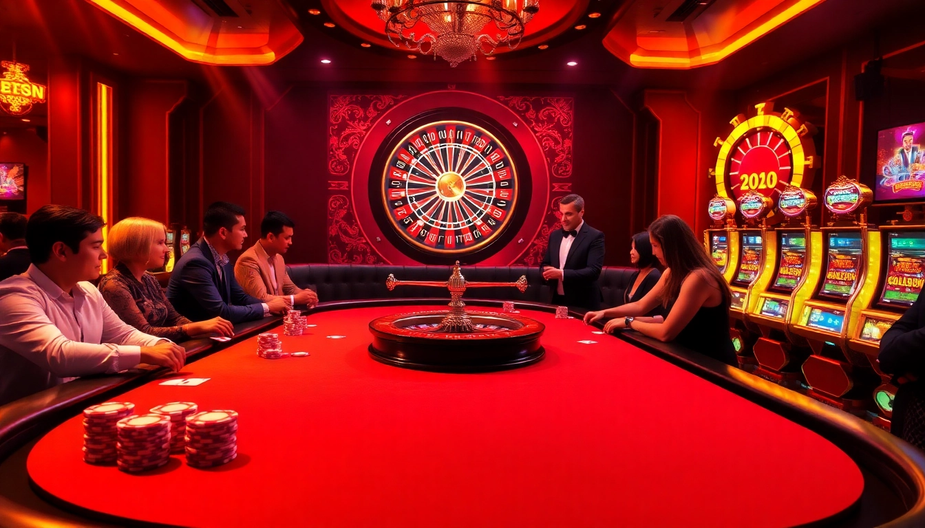 S8.com players engaging at a professional poker table in a vibrant casino setting.