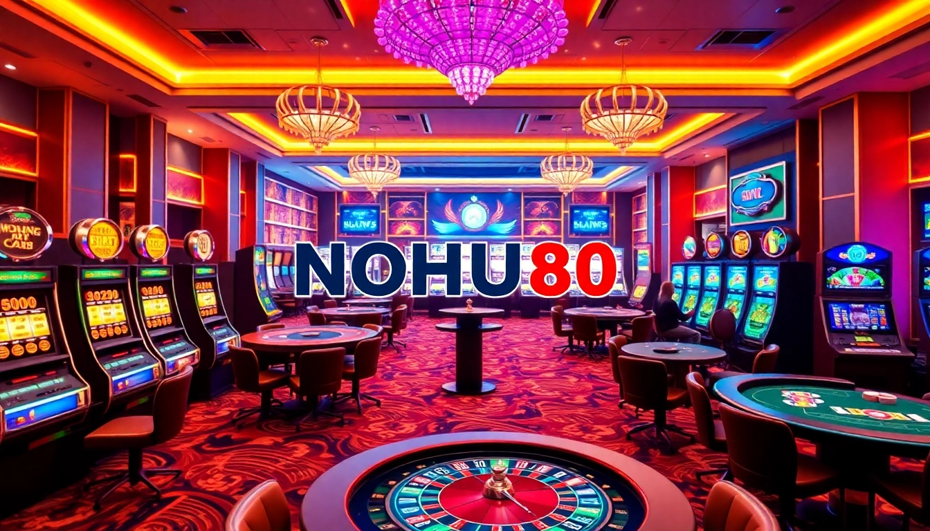Engaged players celebrating winnings at NOHU90's upscale online casino environment.