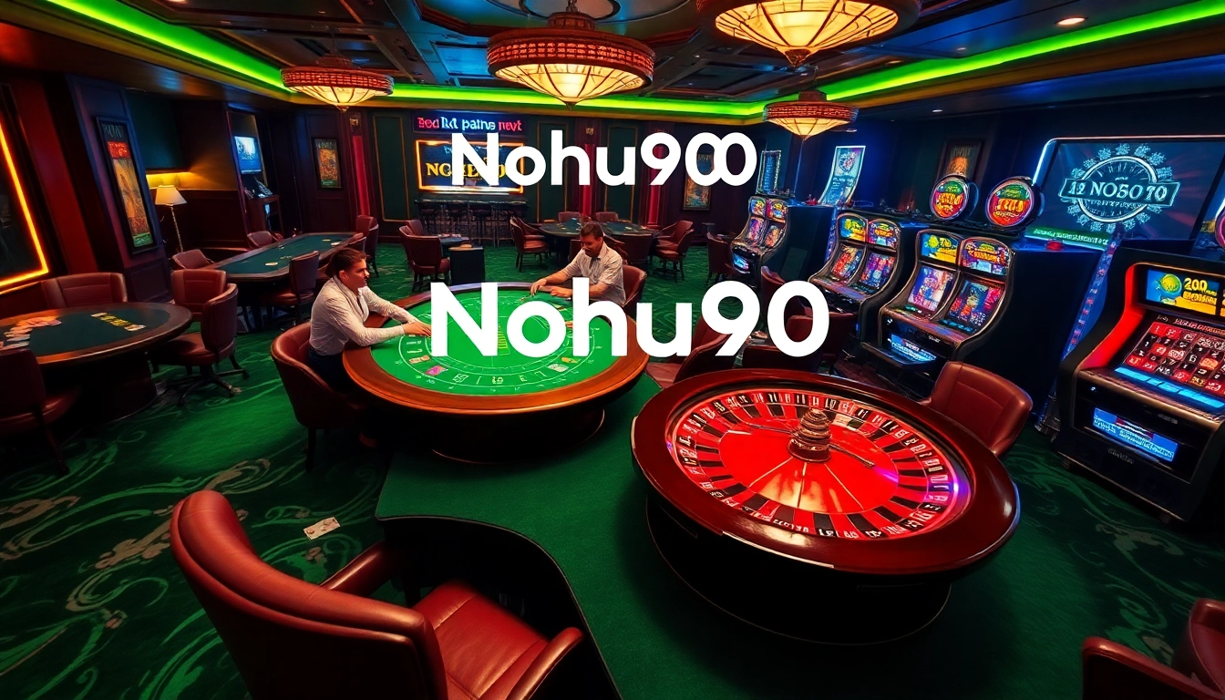 Nohu90 casino scene showcasing thrilling games and vibrant luxury atmosphere