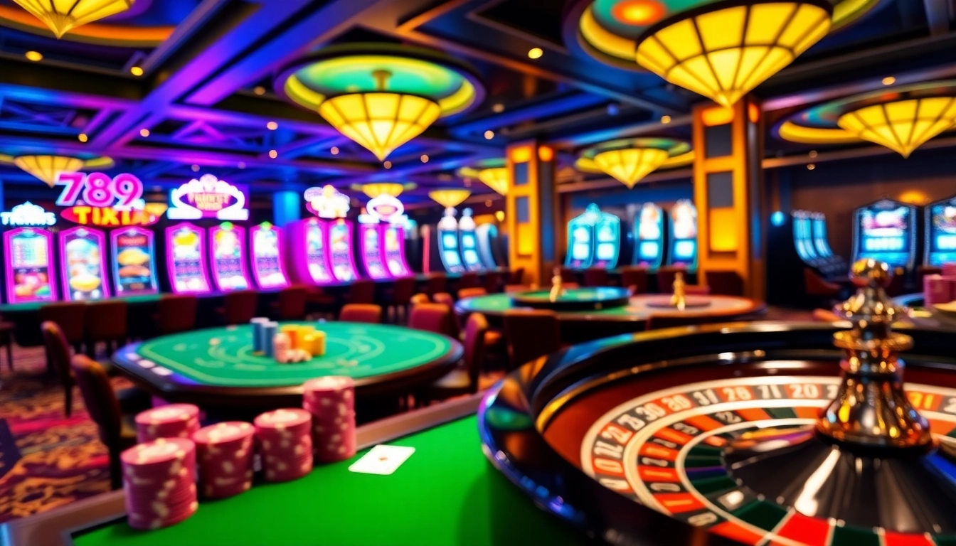 Engaging scene at 789P casino with poker chips and vibrant roulette wheel in action.