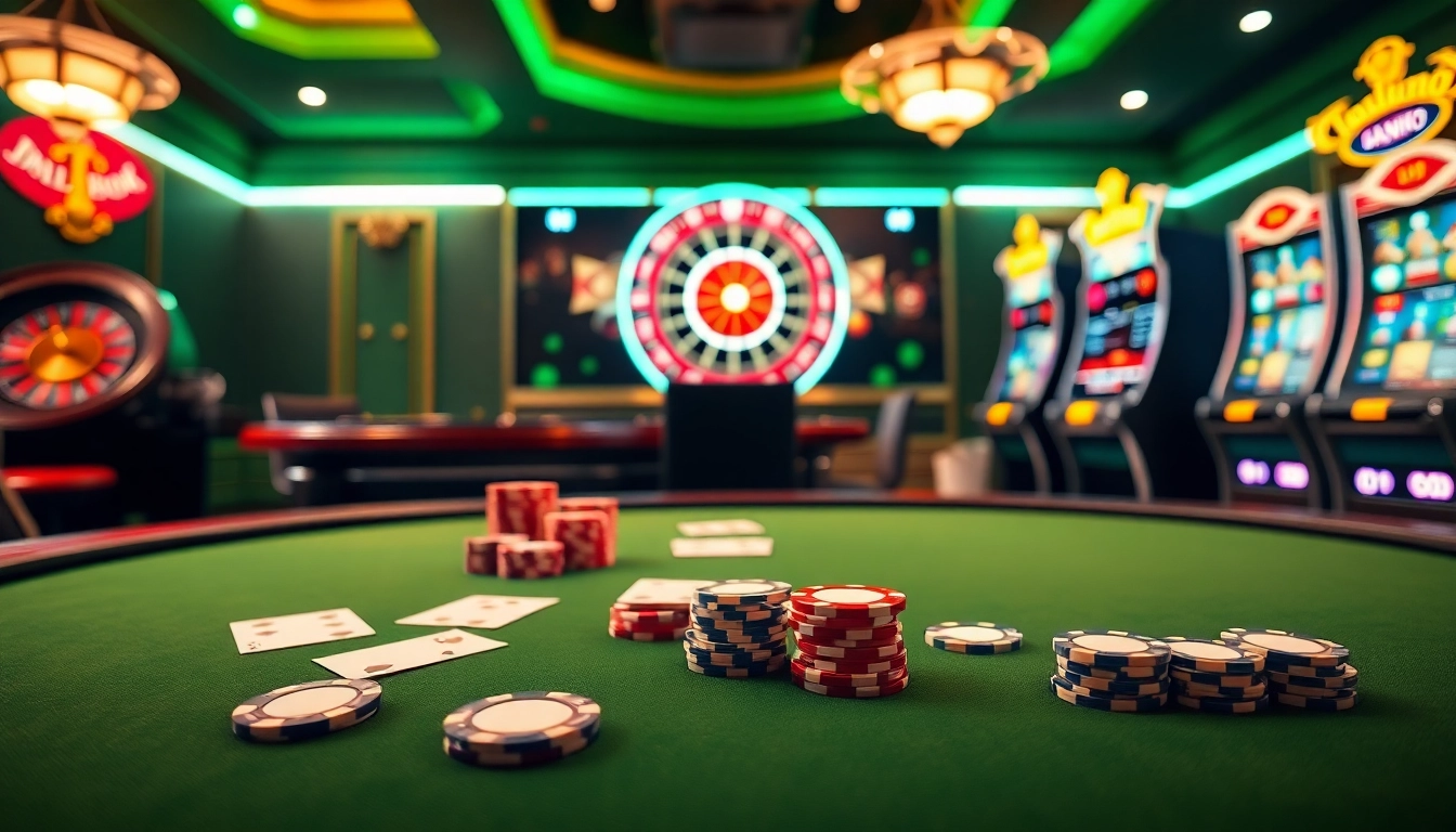 DOLA88 online casino showcasing luxurious poker table and gaming interface.