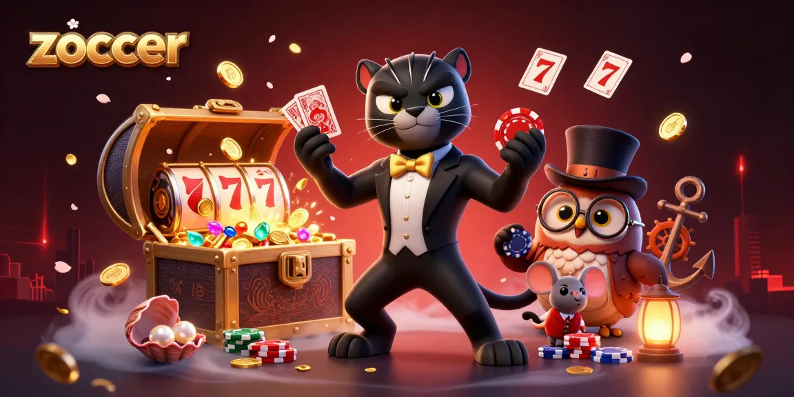 Zoccer players engage in a vibrant casino adventure, exploring slot reels and card games.