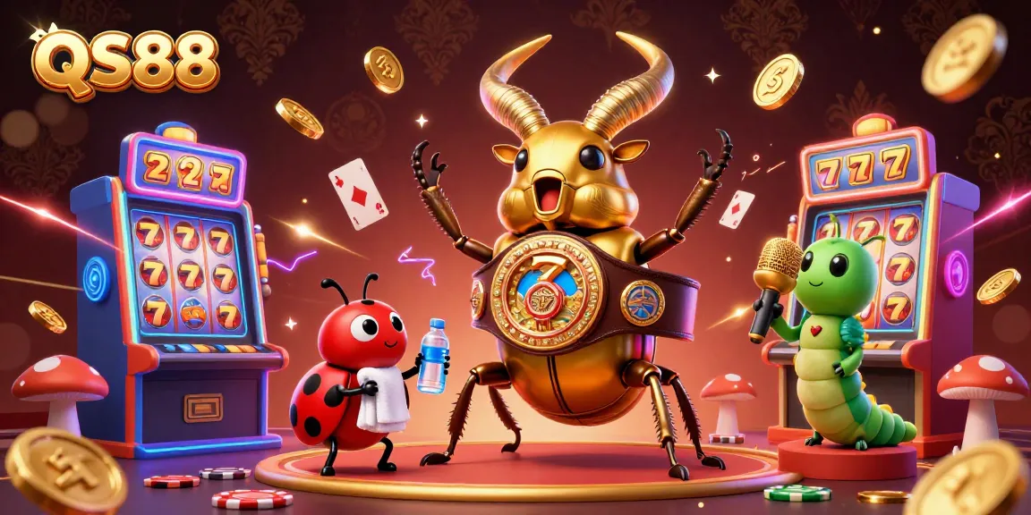 Experience the thrill of QS88 casino gaming with vibrant slot machines and lively characters.