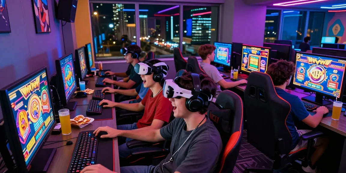 Pengalaman bermain Slot777 yang seru dengan pemain yang antusias di ruang permainan modern.