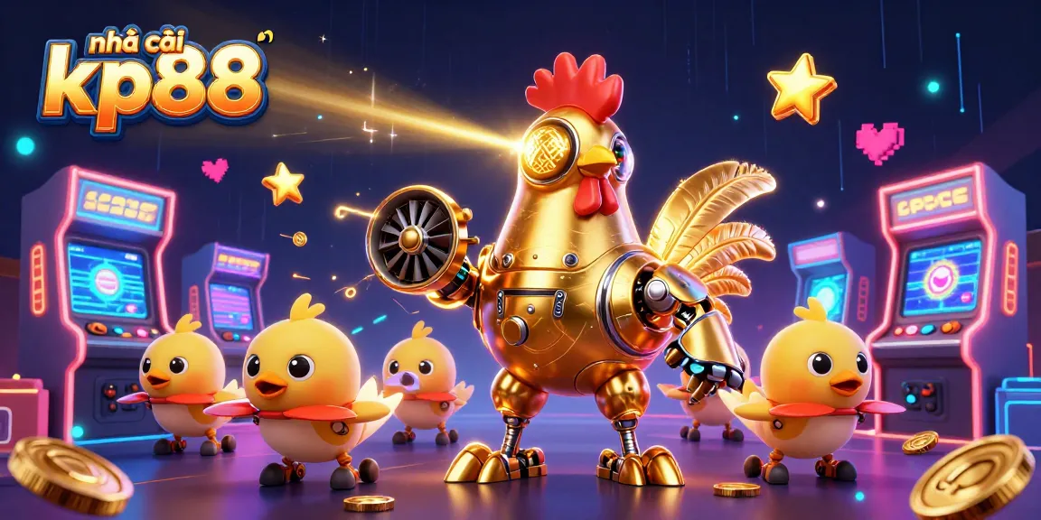 Engage with nhà cái kp88's vibrant 3D casino scene featuring colorful games and dynamic characters.