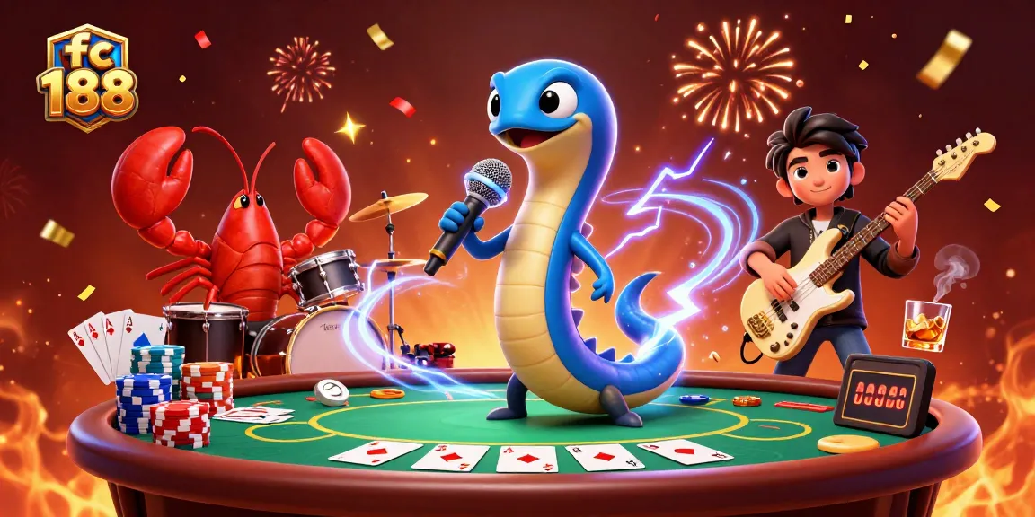 Experience vibrant gameplay at fc 188 with electric eel DJ, captivating underwater casino scene.